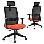 Giantex Big and Tall Office Chair 400lbs, Heavy Duty Ergonomic Mesh Chair with Adjustable Lumbar and 3D Headrest, Wide Orange Seat, High Back Computer Executive Desk Chair for Office, Conference Room