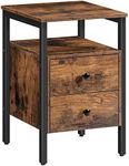 HOOBRO Bedside Table with 2 Drawers, Industrial Sofa Side End Table, Nightstand, End Table with Storage Shelves, for Living Room, Bedroom, Accent Furniture, Easy Assembly, Rustic Brown EBF43BZ01G2