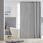 Furlinic Shower Curtain Mould Proof Resistantand Waterproof Washable Polyester Fabric Grey Bath Curtains with Weight Tape 10 Hooks for Wetroom 60x72 Inch.