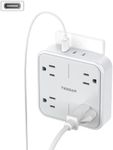 Multi Plug Outlet Extender, TESSAN 4 Outlet Splitter 3 USB Wall Charging Ports (2 USB C), Wide Spaced Multiple Expander Surge Protector for Office, Home, College Dorm Room