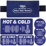 Hilph Ice Packs for Injuries Reusable, 6 Pack Hot and Cold Gel Ice Packs Set with Adjustable Strap Cold Compress for Knee, Back, Ankle Injuries, Flexible Cold Packs for Pain Relief, Swelling, Bruises