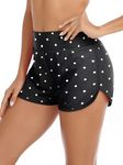 RELLECIGA Women's Black Polka Dot High Waisted Swim Shorts Swim Board Shorts for Women Size Small