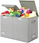 GRANNY SAYS Toy Chest with Lids, Foldable Toy Storage Organizer with Handles, Stuffed Animal Storage for Nursery Room Playroom, Living Room, Large Toy Box for Boys and Girls, Gray