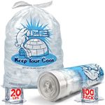 Ice Bags 20 lb with Drawstring - 100 Pack Ice Bags for Ice Machine, Heavy-Duty Reusable Ice Cube Bags, Plastic Bags for Ice, Ice Storage Bags for Freezers