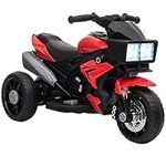 Aosom Kids Electric Pedal Motorcycle Ride-On Toy 6V Battery Powered w/Music Horn Headlights Motorbike for Girls Boy Red