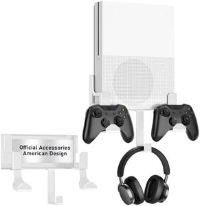 Nymus Wall Mount for Xbox One S, Metal Wall Mount Holder for Xbox One S with Detachable 2 Controller Holder & Headphone Hanger