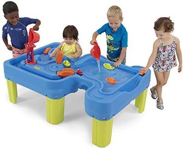 Simplay3 Big River and Roads Water Play Table, Outdoor Activity Table with Track Toys for Toddlers and Kids, 9 Accessories Included, Made in USA