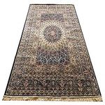 CARPET PLANET Kashmiri Silk Carpet for Living Room and Bed Room (Black 1, 4 X 6 FEET)