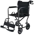 LIVINGbasics Lightweight Transport Wheelchair for Seniors (Only 26 LBS) — Extra-Wide 19.7" Seat, Dual Hand Brakes, Foldable Compact Travel Chair, 220 lbs Capacity (Not for Self-Propulsion)