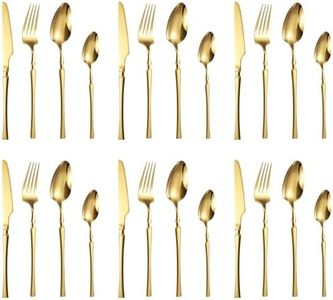 aDai Aurum Gold Silverware Set | Satin Finish 24-Piece Korean Vintage Style Flatware Set | Dishwasher Safe Stainless Steel Cutlery for Home, Restaurant & Gifting