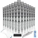 CHAMPKEY Professional Hybrid Golf Grips 13 Pack - Come with All Repair Kits - All Weather Performance and High Feedback Golf Club Grips(Midsize，Gray)