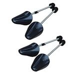 QUUPY 2 Pairs Adjustable Length Plastic Shoe Trees Shoe Stretcher Shoe Shaper Spiral Spring (Black Men Size)