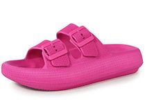 Pillow Slipper for Women Cute Sandal Adjustable Buckles Soft Recovery Slides Shower Spa Shower Bath House Slippe Indoor Room Hot Pink Men Size 8.5 9 9.5 Women Size 9.5 10 10.5