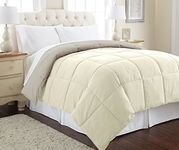 Pacific Coast Textiles Reversible Down Alt Comforter, Polyester, Ivory/Atmosphere, Twin