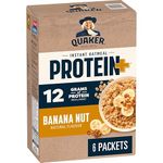 Quaker Protein+ Banana Nut Instant Oatmeal 366g | 12 Grams of Protein per Serving | Source of Fibre | No Artificial Colours or Flavours | Made with Whole Grain Canadian Oats