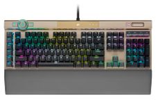 Corsair K100 RGB Optical-Mechanical Gaming Keyboard - Midnight Gold Opx RGB Opticalmechanical Keyswitches - Axon Hyper-Processing Technology for 8X Faster Throughput - 44-Zone RGB Lightedge