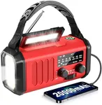 Leaton Emergency Radio NOAA Weather Radio Hand Crank & Solar Charging 20000mAh/74000mWh Rechargeable Battery Built-in Flashlight Reading Light & SOS AM/FM & Portable for Camping & Emergencies