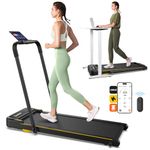 UREVO 2.5HP Walking Pad with APP Control, 2 in 1 Double Shock Absorbent Foldable Treadmill with Remote Control & LED Display, 1-10 km/h under desk treadmill for Home Office