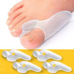 2 PAIR (4 PCS) Bunion Cushion Protector Silicone Toe Separator Hallux Valgus Bunion Treatment Orthopedic Brace Pair (White) (set of 4 (2 pair))