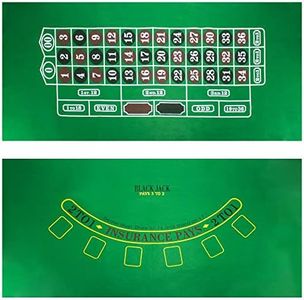 Brybelly Casino Night 2-in-1 Blackjack and Roulette Table Felt Only- Green Felt Double Sided Casino Tabletop Gaming Mat- 72" x 36" - Perfect for Casino Game Night