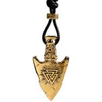 BBYOUTH Valknut Vegvisir Necklace Nordic Gifts Men 316L Stainless Steel Odin Rune Double-sided Pendant & 70cm Chain with Leather Viking Jewelry Bag,Gold Gungnir