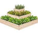 Yaheetech 1PC Wooden 3 Tiers Raised Bed, Divisible Planting Planter Box for Flowers/Vegetables/Herbs, Garden Raised Bed in Backyard/Patio Outdoor, 113cm×113cm×52cm, Natural Wood