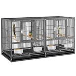 Yaheetech Metal Bird Cage Parrot Cage Divided Flight Cage Breeding Cage Pet Home for Small Birds Budgie Finch Canary Lovebird 45cm Wide