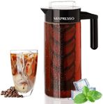 Mixpresso Cold Brew Maker For Iced Coffee and Iced Tea, 44 oz Cold Coffee Maker Glass Pitcher, Tea Infuser For Loose Leaf Tea , Large Iced Coffee Maker (Black)