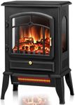 ZAFRO Freestanding Electric Fireplace Stove, Small Electric Fireplace Heater with Thermostat Control, 3D Realistic Flame,1000W/1500W & Overheating Protection