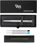 Wordsworth and Black Luxury Ballpoint Pen Set - Silver Lacquer 24K Gold Finish, Refillable Fine Point, Elegant Gift for Men & Women, Includes Ink Refill, Nice Pens for Work