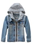 FTCayanz Boys' Hooded Denim Jackets Coat Fashion Slim Fit Casual Hood Jean Jackets Tops Style 1-Blue Height 150-160cm/13-14 Years