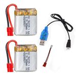 2 Pcs 3.7V 380mAh 20C 762725 Rechargeable Lipo Battery with USB Charger for Syma X26 X26A RC Quadcopter Drone Spare Parts