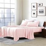 Cathay Home Essentials Ultra Soft Hypoallergenic Wrinkle Resistant Double Brushed Microfiber Bedding Sheet Set, Blush, Twin