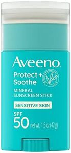 Aveeno Protect + Soothe Mineral Sunscreen Stick for Sensitive Skin with Broad Spectrum SPF 50, Water-Resistant Face & Body Sunscreen with Zinc Oxide & Oat, Fragrance-Free, Travel Size, 1.5 oz