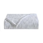 Vera Wang - King Blanket, Soft Cotton Luxury Bedding, Modern Home Decor with Waffle Weave Knit (Jaspe Waffle White/Black, King)