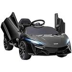 HOMCOM McLaren Licensed 12V Kids Electric Ride-On Car with Butterfly Doors, Powered Electric Car with Remote Control, Music, Horn, Headlights, MP3 Slot, Suspension Wheels, for Ages 3-6 Years - Black