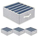 Homsorout Drawer Organizers for Clothes, 4 Pack Wardrobe Storage Organizer, Closet Organizers and Storage Boxes with Bottom Panel, Jeans Organizer for Closet, Sweater, Grey, 5 Grids