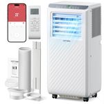 KOMORE Portable Air Conditioner, 4-in-1 Air Conditioning Unit, Smart WIFI App Control with Cooling, 2 Speeds Fan, Dehumidifier, Sleep Mode with 24H Timer, Remote Control, Window Kit (7000 BTU)