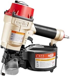 meite Pneumatic Coil Siding Nail Gun CN55, Drives 15 Degree 1" to 2-1/4" Length Coil Nails, for Wooden Projects, Siding, Fencing