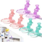 YLOZJIKO Doll Stand for the Edge of the Cabinet | Furniture Edge Clamps｜Floating Display for 3-7" Figures｜6-Pack No-Residue Mount Space-Saving Shelf/Desk Organizer｜Apartment & Dorm Friendly｜Colorful Collectible Showcase (Pink&Purple&Teal 6 Pack)