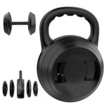 Adjustable Kettlebell Weight Set, 2-in-1 Kettle Bell Set(10lb/12.5lb/15lb/17.5lb/20lb/22.5lb/25lb) and Adjustable Dumbbell(5.3lb/10.3lb/15.3lb) for Men/Women Home Gym Strength Training (Black)