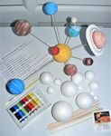 Make Your Own Solar System Model Kit ~ 12 Mixed Sized Polystyrene Spheres / Balls 2cm to 7cm Diameter with Wooden Rods Paints Brush School Projects