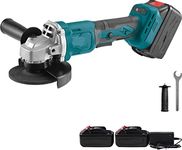 HELLARO 21V Brushless Cordless Angle Grinder 115mm with 4.0Ah Li-ion Double Battery With Smart Variable Speed Control & Battery Indicator