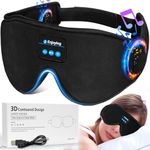 Bluetooth Sleep Mask, 3D Sleep Headphones Wireless Music Bluetooth Eye Mask for Men & Women, Ultra Soft Sleeping Mask with Headphones Bed Earphones for Side Sleepers,Travel,Relaxation