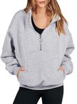 ANRABESS Womens Oversized Half Zip Up Crewneck Sweatshirts Long Sleeve Pullover Top Quarter Zip Hoodies Fall 2023 Fashion Teen Girls Y2K Clothes 1095qianhuahui-XL Light Grey