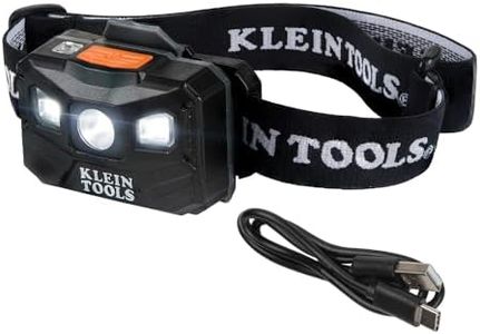 Rechargeable Auto-Off LED Headlamp with Adjustable Fabric Strap, 400 Lumens, All-Day Runtime Klein Tools 56048