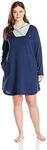 Nautica Sleepwear Women's Plus Size French Terry Hooded Chemise, Moonlight Blue Heather, 2XL