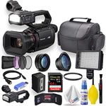 Panasonic HC-X2000 UHD 4K 3G-SDI/HDMI Pro Camcorder with 24x Zoom W/UV and HD Filter Kit + Soft Case + Sandisk Extreme Pro 64GB Card + LED Light + HDMI Cable + Clean and Care Set + More