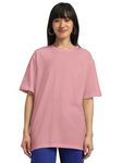 JUNEBERRY® Pure Cotton Oversized Baggy Fit Half Sleeve Drop Shoulder Plain Solid Round Neck T-Shirt for Women (JB_OS_100_PINK66_M)