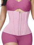 SHAPSHE Waist Trainer for Women Workout Waist Cincher Tummy Control Corset Shapewear Sports Girdle with Zipper Pink